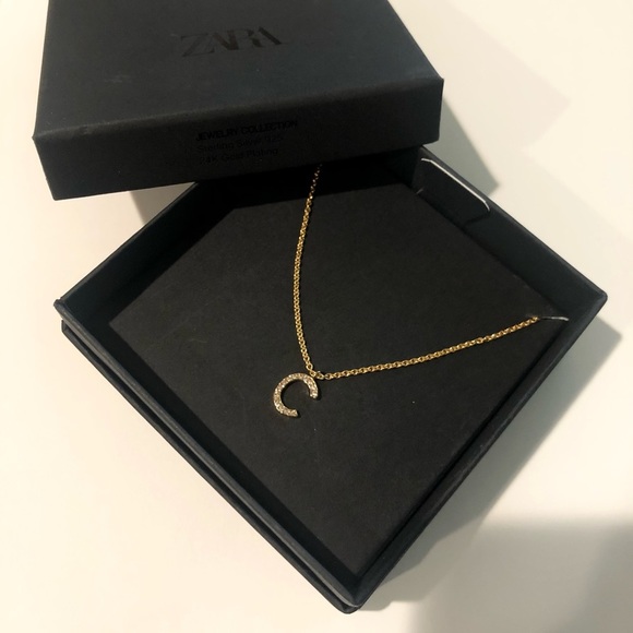 NEW Zara Sparkly Rhinestone Sterling Silver Gold Plated Initial C Necklace - Picture 7 of 10